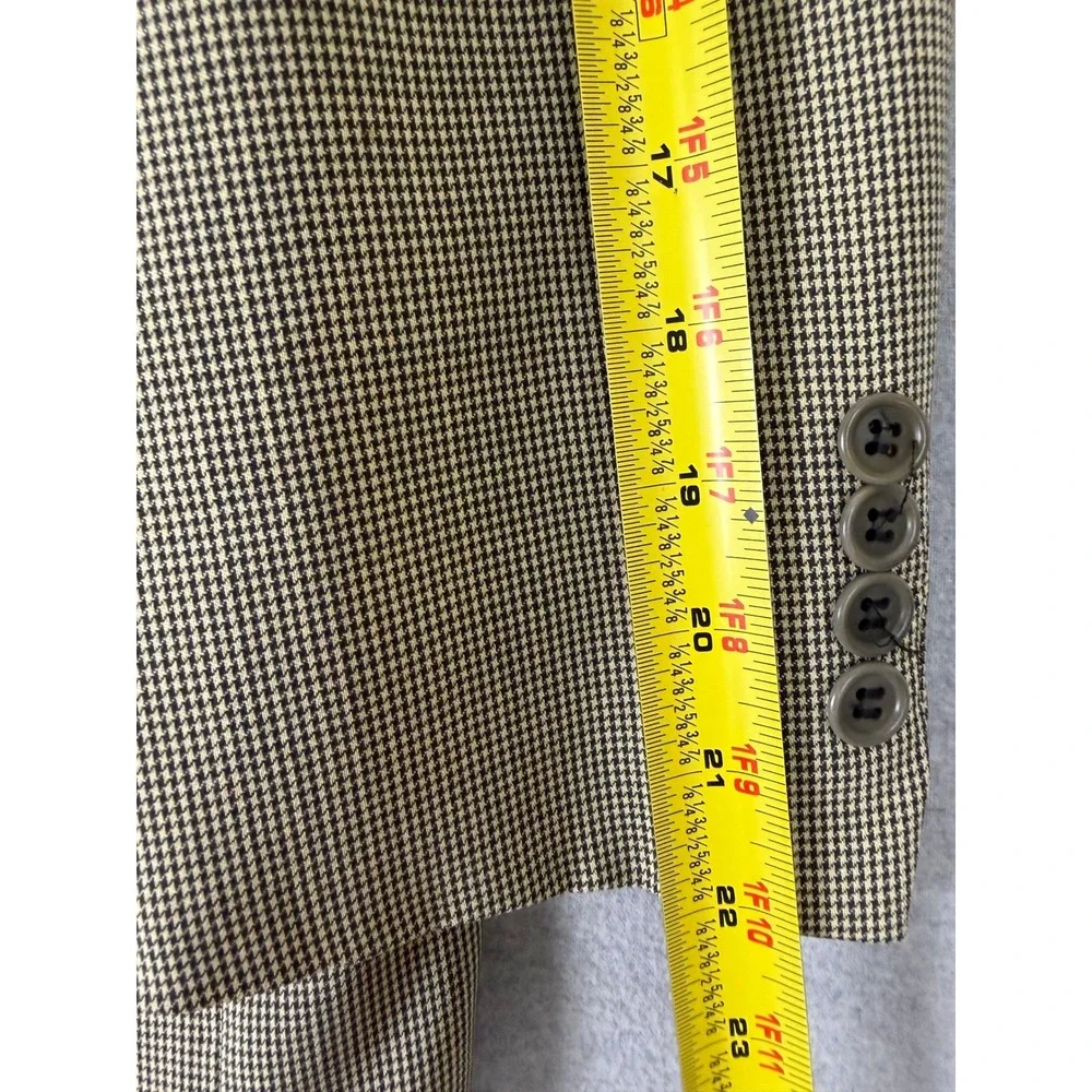 Valentino Uomo Mens 2 Piece Suit 42R 36x25.5 Tan‎ Houndstooth Blazer Pleated 80s